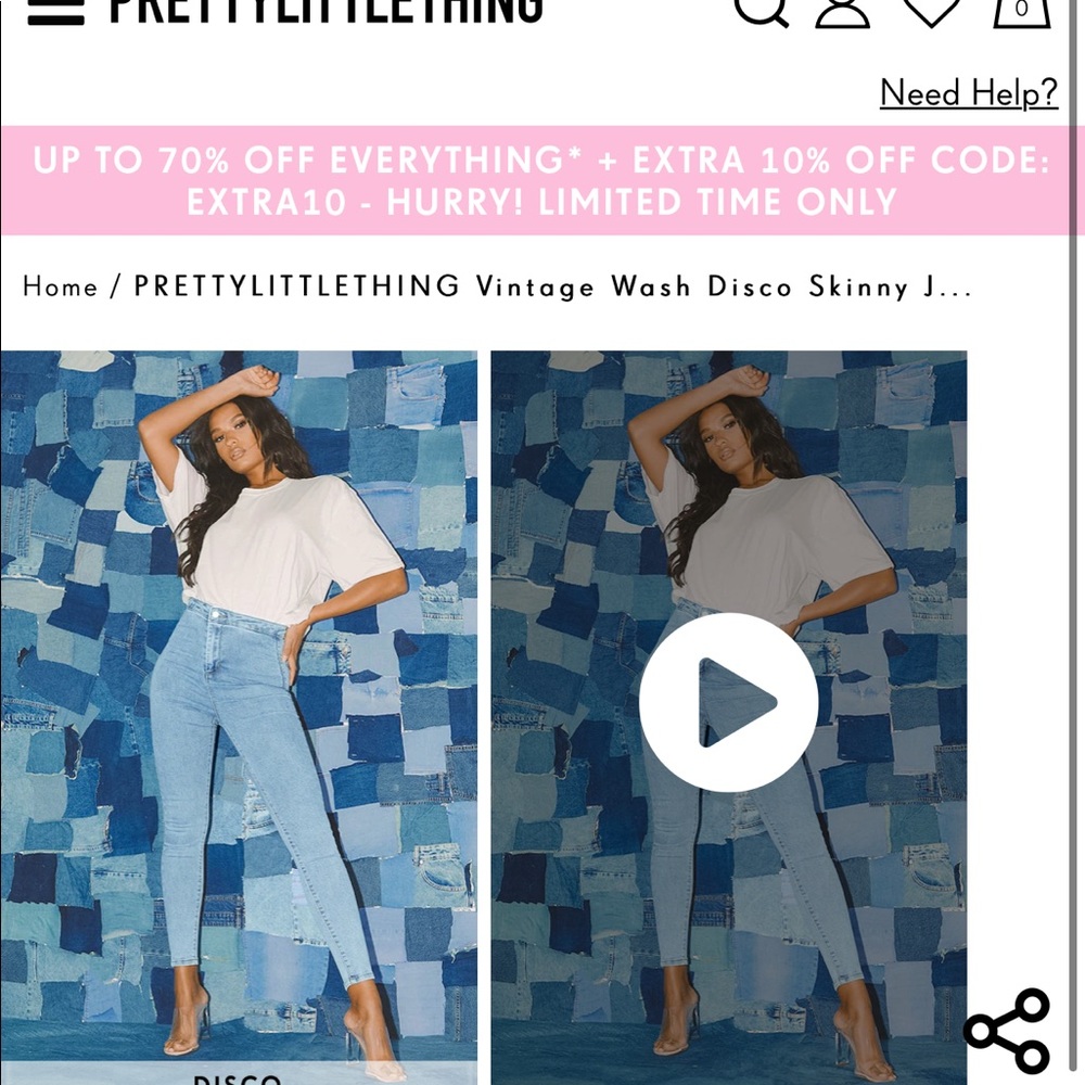 Vintage wash disco skinny jeans from PLT